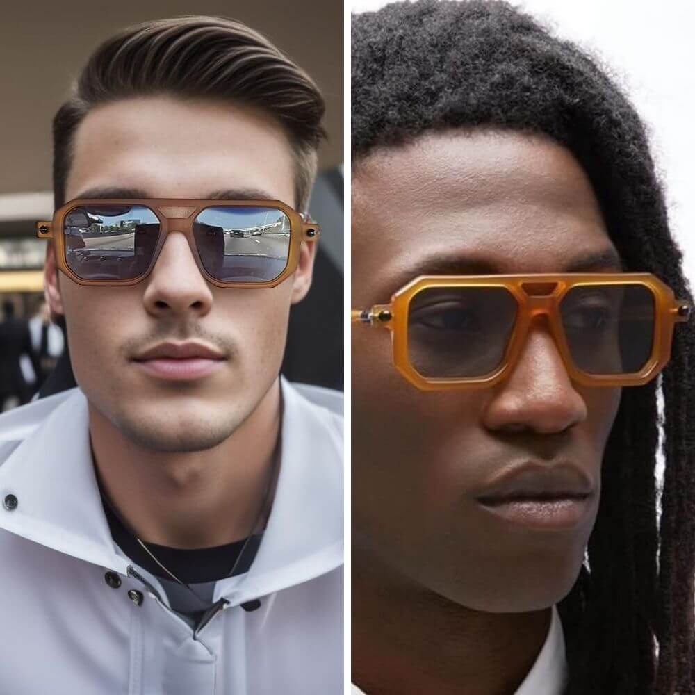 Vintage Square 70s Aviator Sunglasses Classic Retro Stylish Frame for Women and Men