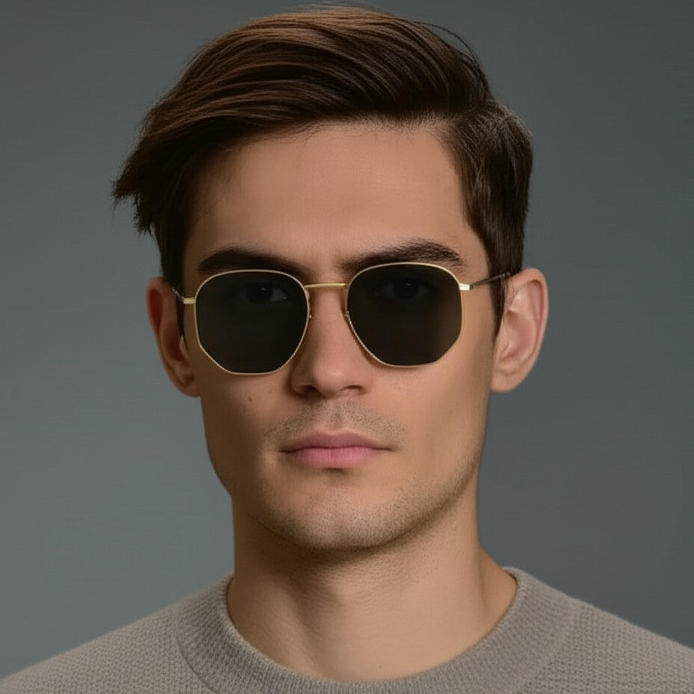 Hexagonal Metal Frame Polarized Sunglasses for Men & Women UV Protection Vintage Style Lightweight Durable Eyewear