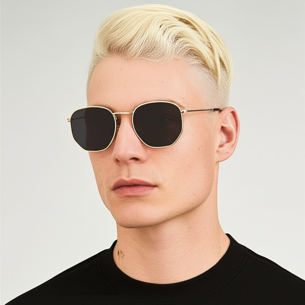 Hexagonal Metal Frame Polarized Sunglasses for Men & Women UV Protection Vintage Style Lightweight Durable Eyewear