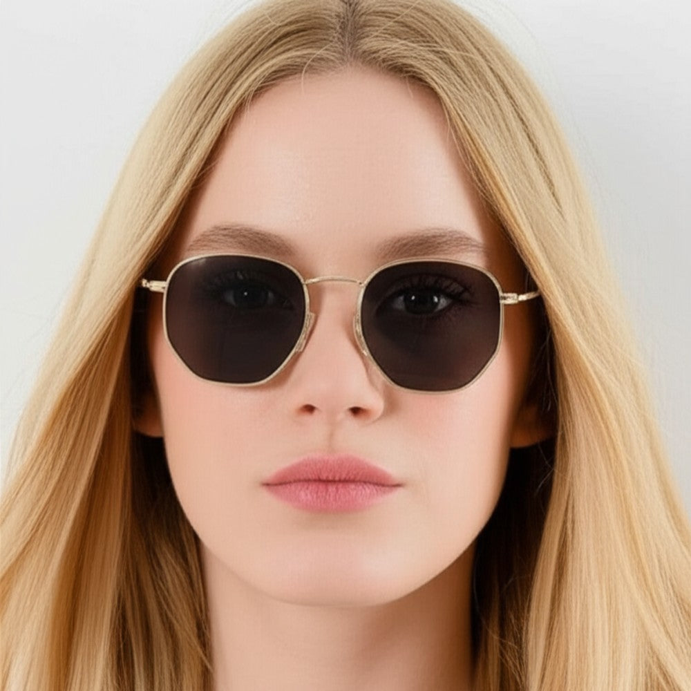 Hexagonal Metal Frame Polarized Sunglasses for Men & Women UV Protection Vintage Style Lightweight Durable Eyewear