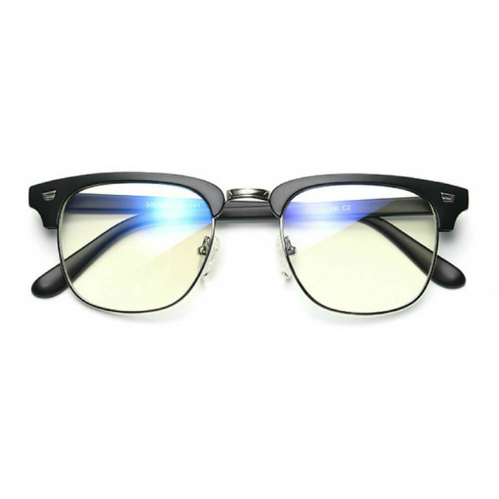 Blue Light Glasses for Computer Anti Glare Half Frame Clubmaster - Teddith Blue Light Blocking Glasses for Computer Gaming Anti Glare Reduce Eye Strain Screen Glasses