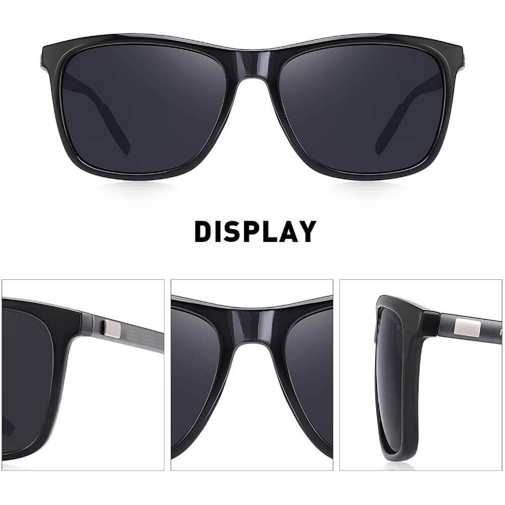 Polarized Aluminum Sunglasses Vintage Square Frame Sun Glasses For Men/Women - Hershey
