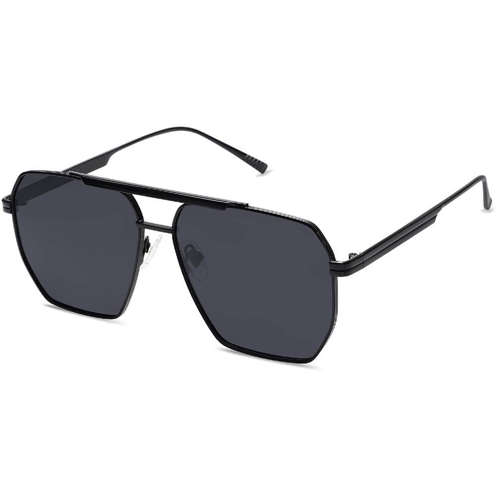 Retro Oversized Square Polarized Sunglasses Vintage Shades UV400 Classic Large Metal Sun Glasses for Women Men