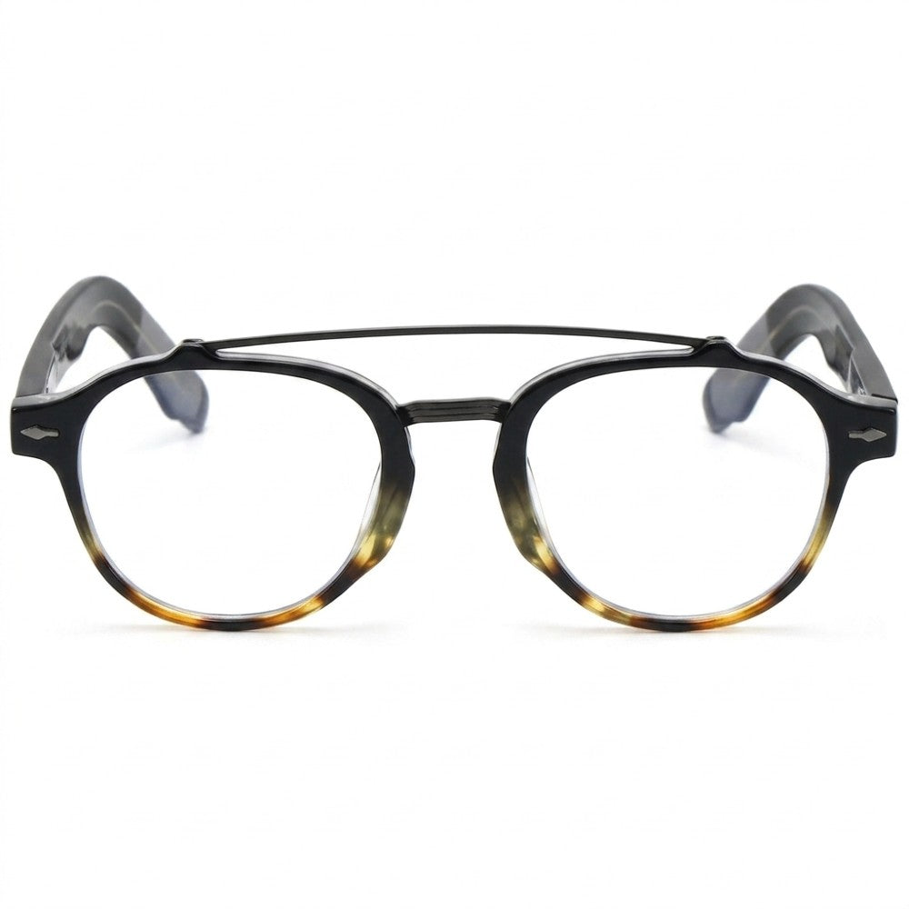 Retro Double Bridge Blue Light Blocking Glasses Unisex Round Arch Bridge Computer Eyeglasses for Digital Eye Strain & Gaming