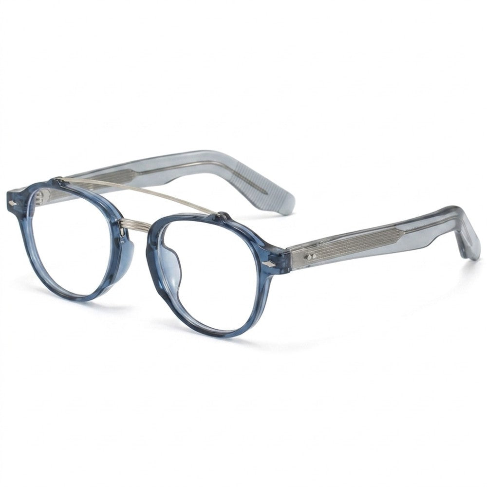 Retro Double Bridge Blue Light Blocking Glasses Unisex Round Arch Bridge Computer Eyeglasses for Digital Eye Strain & Gaming