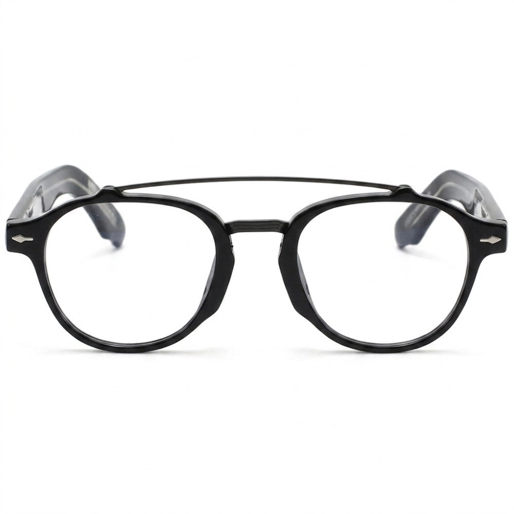 Retro Double Bridge Blue Light Blocking Glasses Unisex Round Arch Bridge Computer Eyeglasses for Digital Eye Strain & Gaming