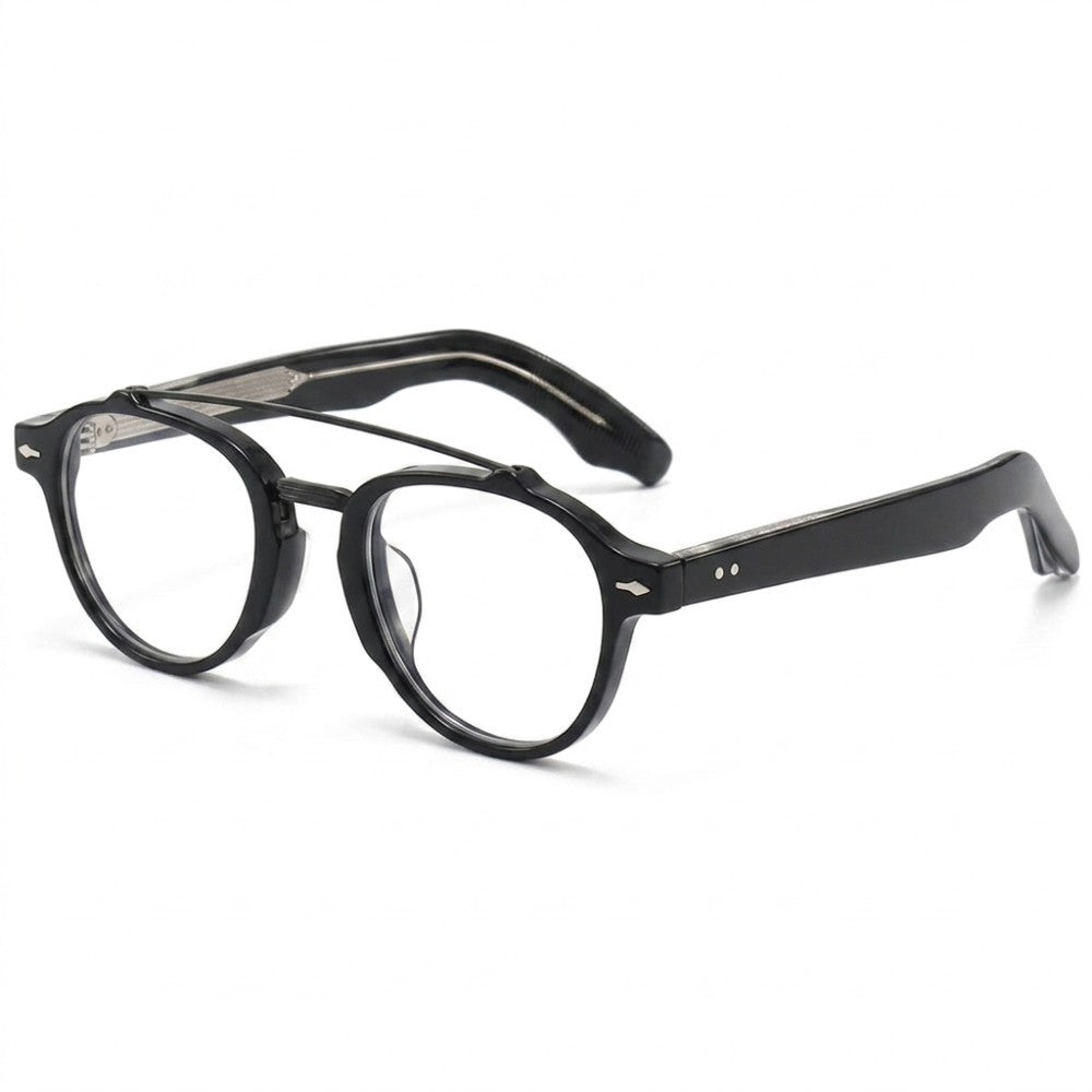 Retro Double Bridge Blue Light Blocking Glasses Unisex Round Arch Bridge Computer Eyeglasses for Digital Eye Strain & Gaming