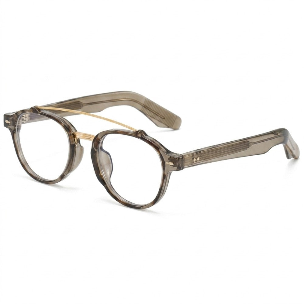 Retro Double Bridge Blue Light Blocking Glasses Unisex Round Arch Bridge Computer Eyeglasses for Digital Eye Strain & Gaming