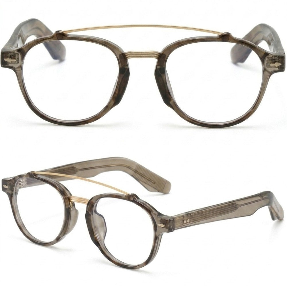 Retro Double Bridge Blue Light Blocking Glasses Unisex Round Arch Bridge Computer Eyeglasses for Digital Eye Strain & Gaming