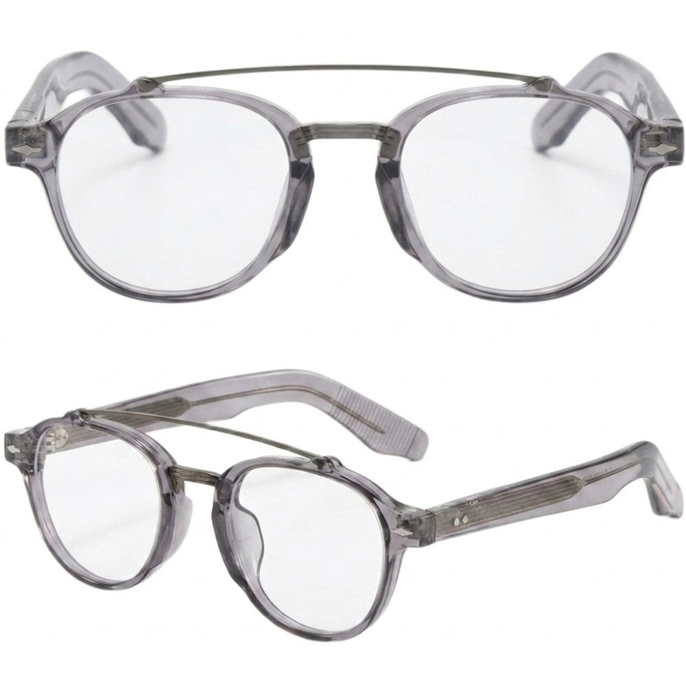 Retro Double Bridge Blue Light Blocking Glasses Unisex Round Arch Bridge Computer Eyeglasses for Digital Eye Strain & Gaming