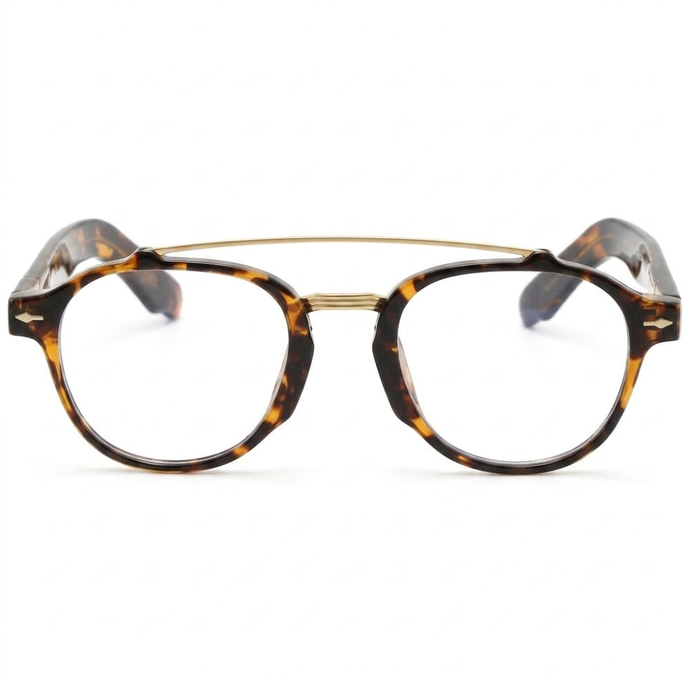 Retro Double Bridge Blue Light Blocking Glasses Unisex Round Arch Bridge Computer Eyeglasses for Digital Eye Strain & Gaming