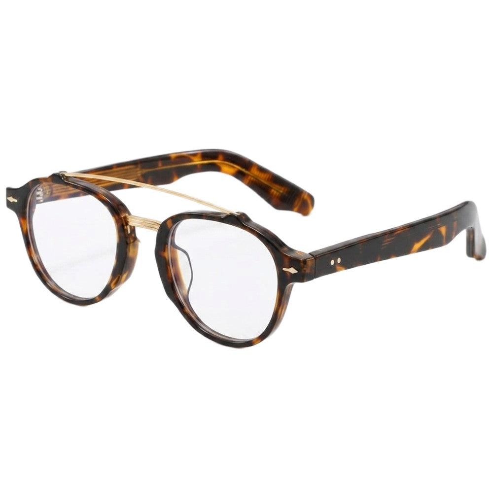 Retro Double Bridge Blue Light Blocking Glasses Unisex Round Arch Bridge Computer Eyeglasses for Digital Eye Strain & Gaming