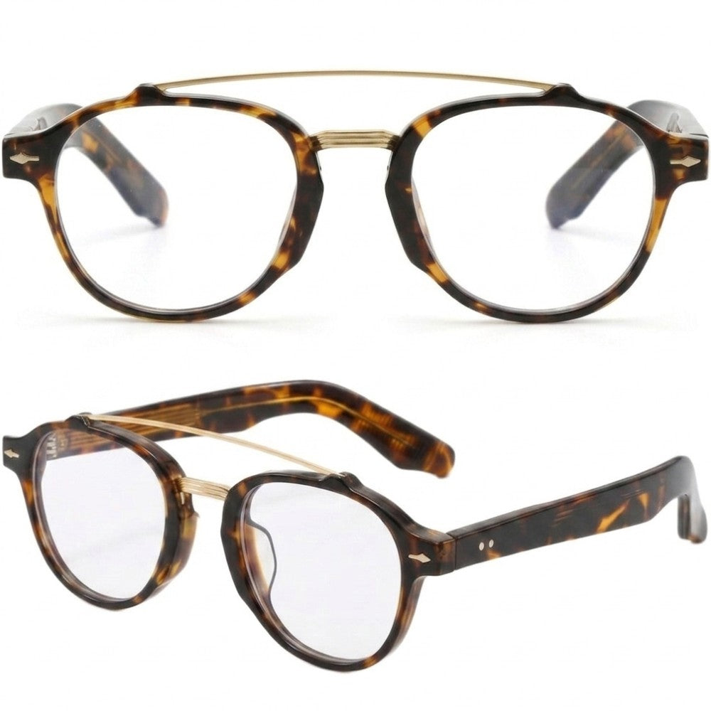 Retro Double Bridge Blue Light Blocking Glasses Unisex Round Arch Bridge Computer Eyeglasses for Digital Eye Strain & Gaming
