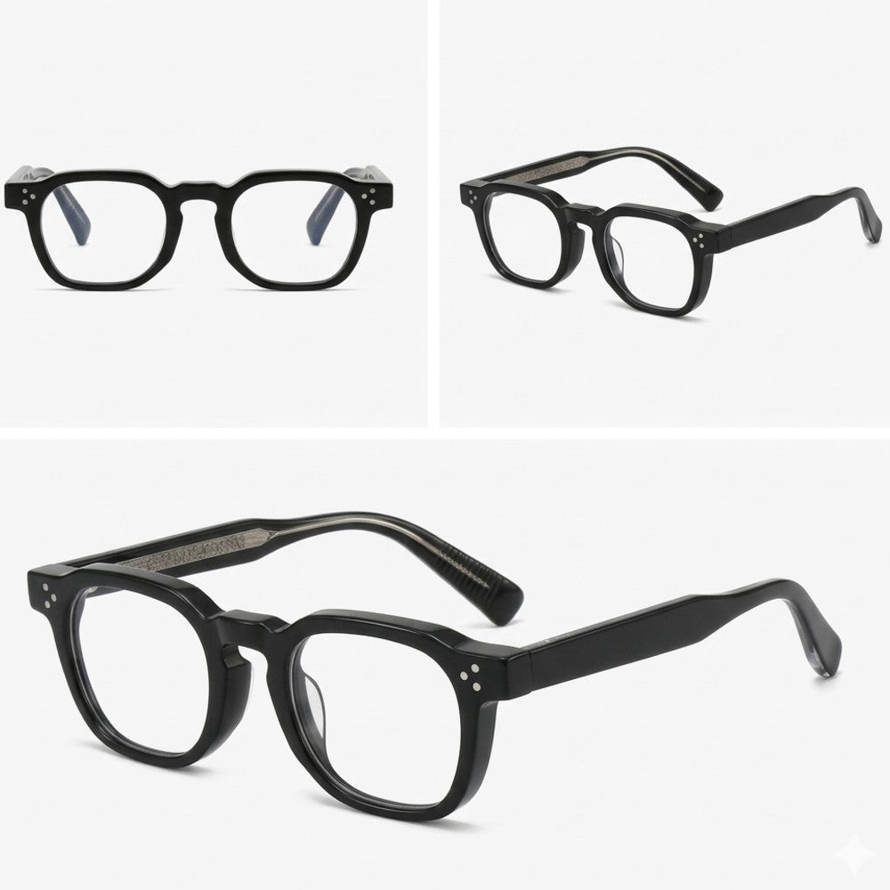 Chronos Blue Light Blocking Square Eyeglasses Premium Handcrafted Acetate Optical Frames Unisex Vintage Style Computer Glasses for Digital Strain