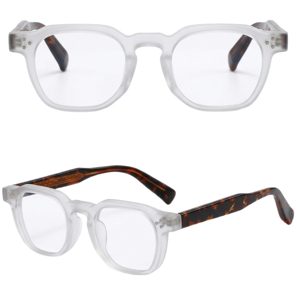 Chronos Blue Light Blocking Square Eyeglasses Premium Handcrafted Acetate Optical Frames Unisex Vintage Style Computer Glasses for Digital Strain