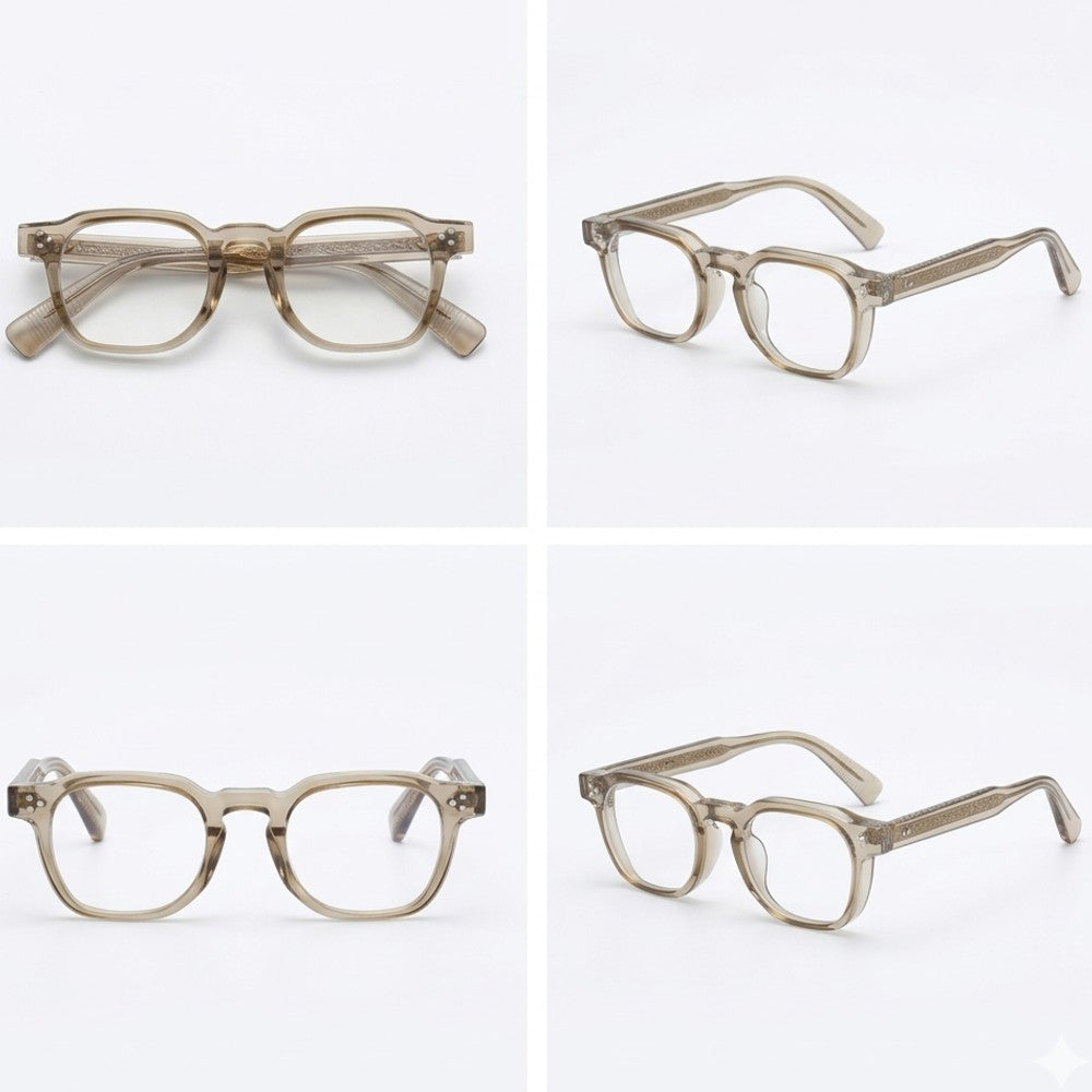 Chronos Blue Light Blocking Square Eyeglasses Premium Handcrafted Acetate Optical Frames Unisex Vintage Style Computer Glasses for Digital Strain