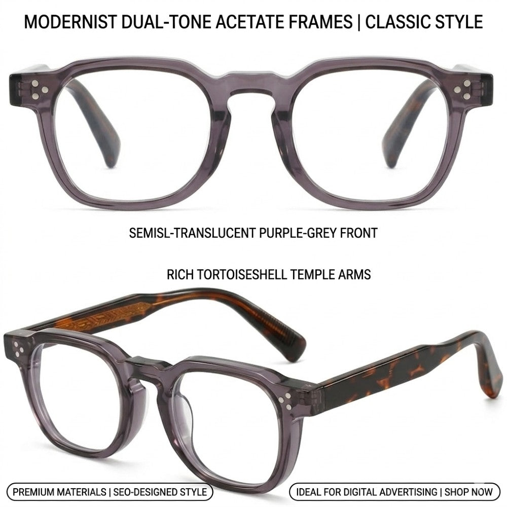 Chronos Blue Light Blocking Square Eyeglasses Premium Handcrafted Acetate Optical Frames Unisex Vintage Style Computer Glasses for Digital Strain