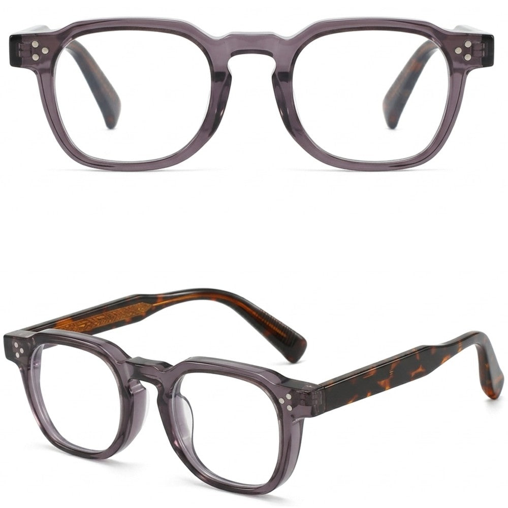 Chronos Blue Light Blocking Square Eyeglasses Premium Handcrafted Acetate Optical Frames Unisex Vintage Style Computer Glasses for Digital Strain