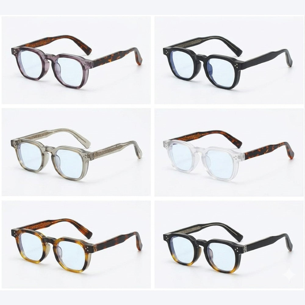 Chronos Blue Light Blocking Square Eyeglasses Premium Handcrafted Acetate Optical Frames Unisex Vintage Style Computer Glasses for Digital Strain