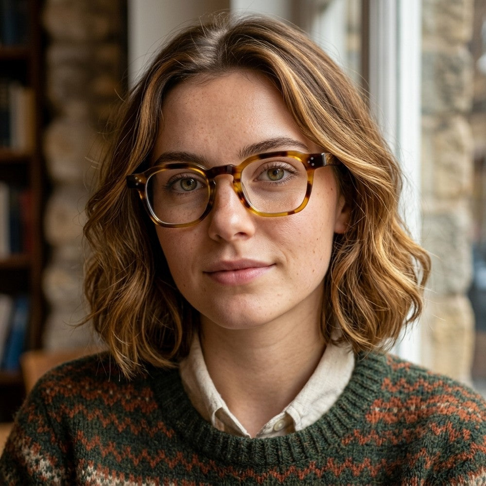Chronos Blue Light Blocking Square Eyeglasses Premium Handcrafted Acetate Optical Frames Unisex Vintage Style Computer Glasses for Digital Strain