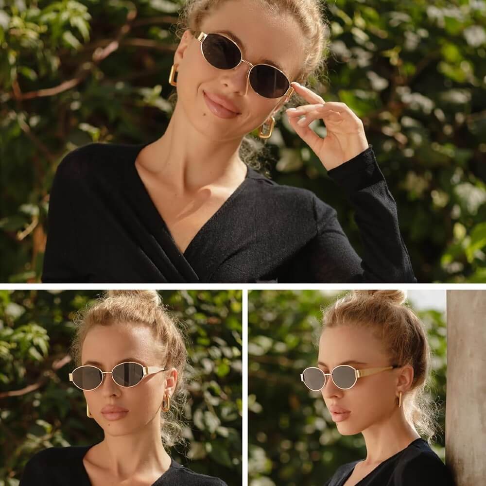 Retro Oval Sunglasses Trendy Sun Glasses Classic Shades for Women and Men