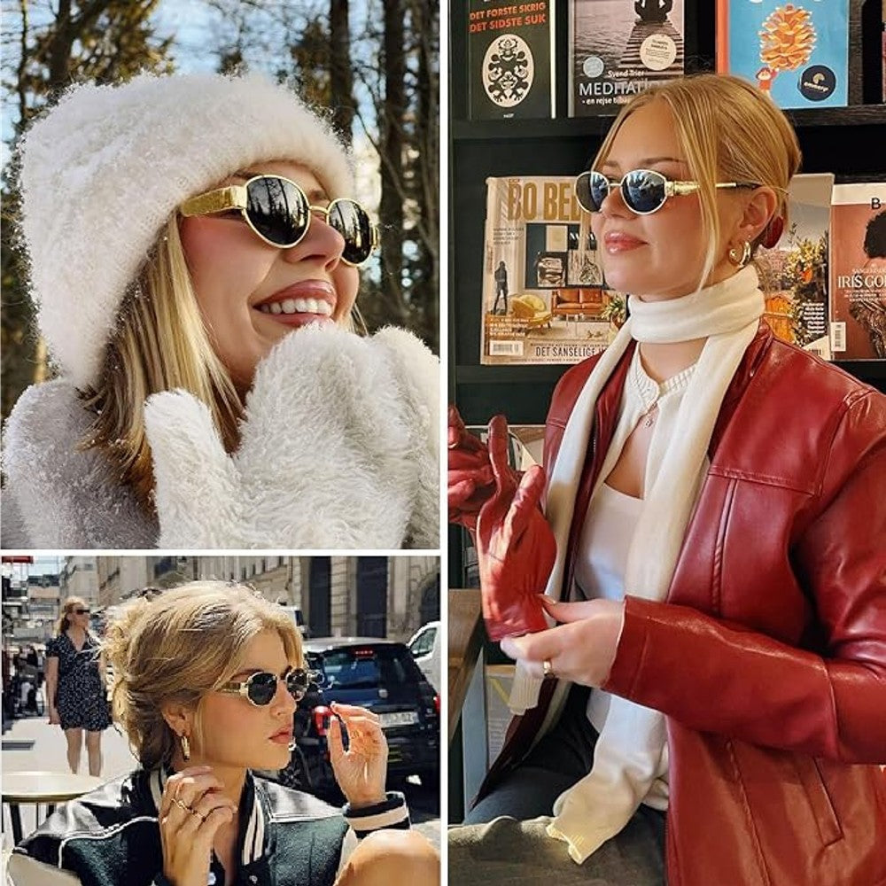 Retro Oval Sunglasses Trendy Sun Glasses Classic Shades for Women and Men