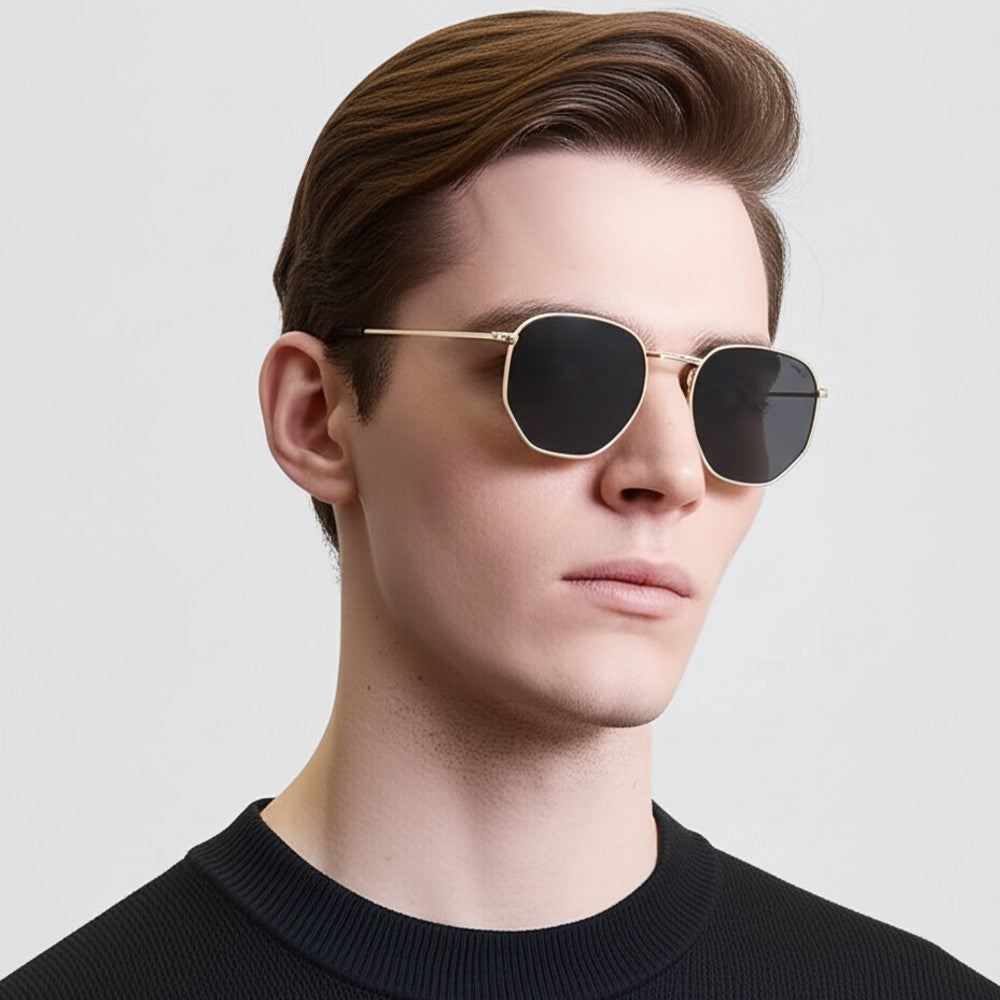 Hexagonal Metal Frame Polarized Sunglasses for Men & Women UV Protection Vintage Style Lightweight Durable Eyewear
