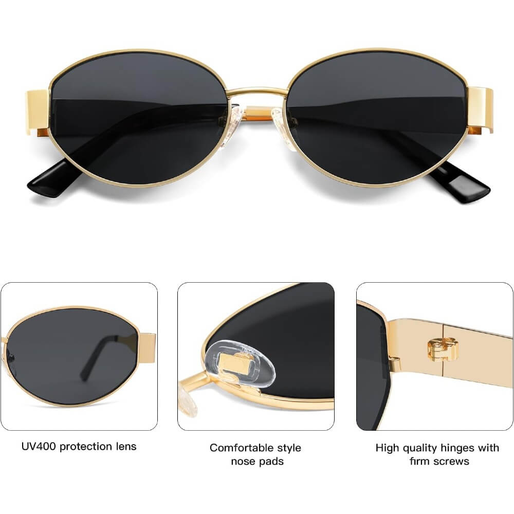 Retro Oval Sunglasses Trendy Sun Glasses Classic Shades for Women and Men