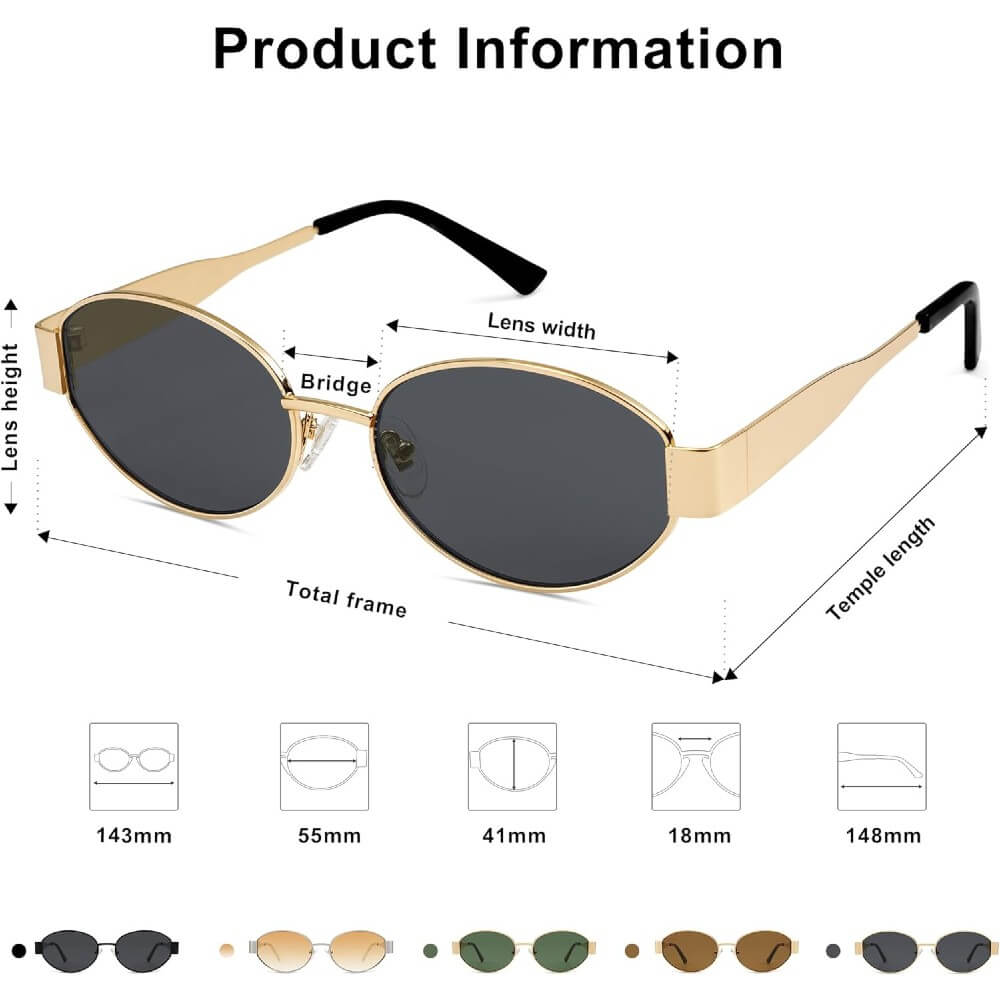 Retro Oval Sunglasses Trendy Sun Glasses Classic Shades for Women and Men