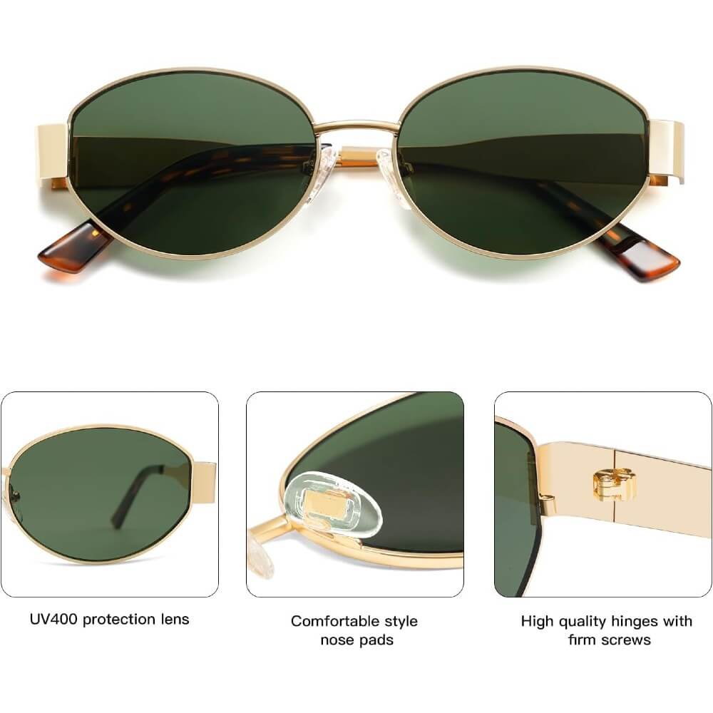 Retro Oval Sunglasses Trendy Sun Glasses Classic Shades for Women and Men