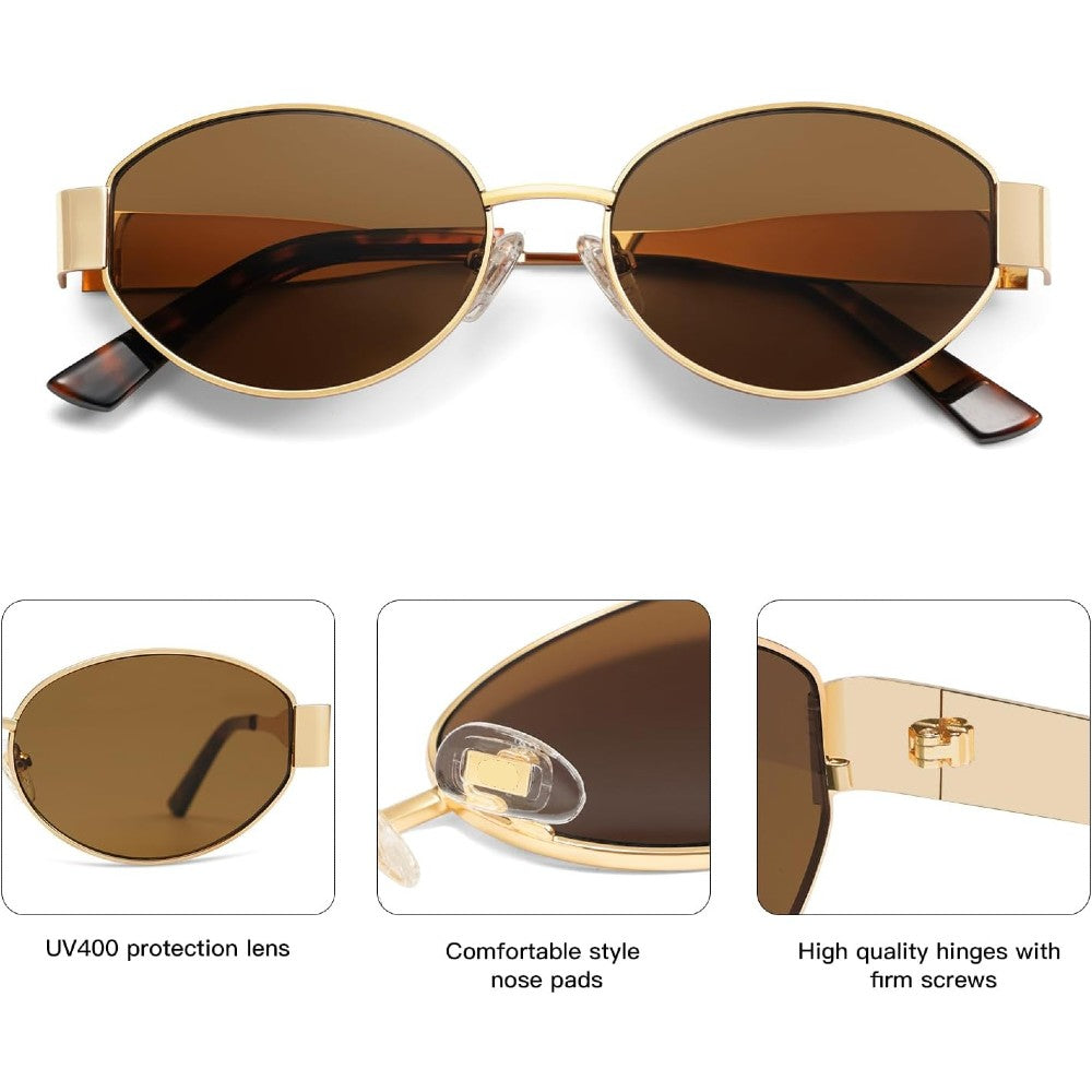 Retro Oval Sunglasses Trendy Sun Glasses Classic Shades for Women and Men