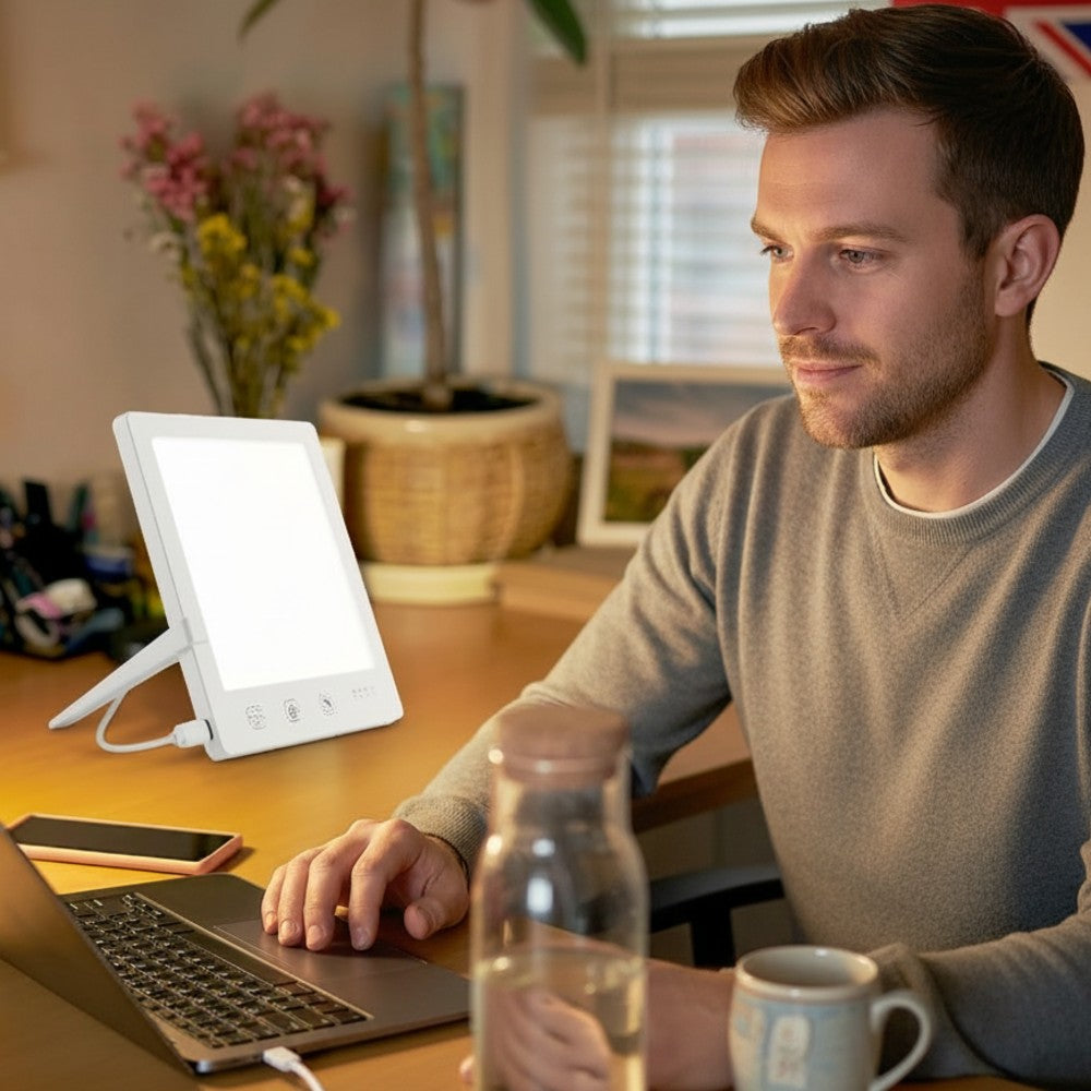 Light Therapy Lamp 10,000 Lux UV-Free Adjustable Brightness & Timer for Mood & Energy
