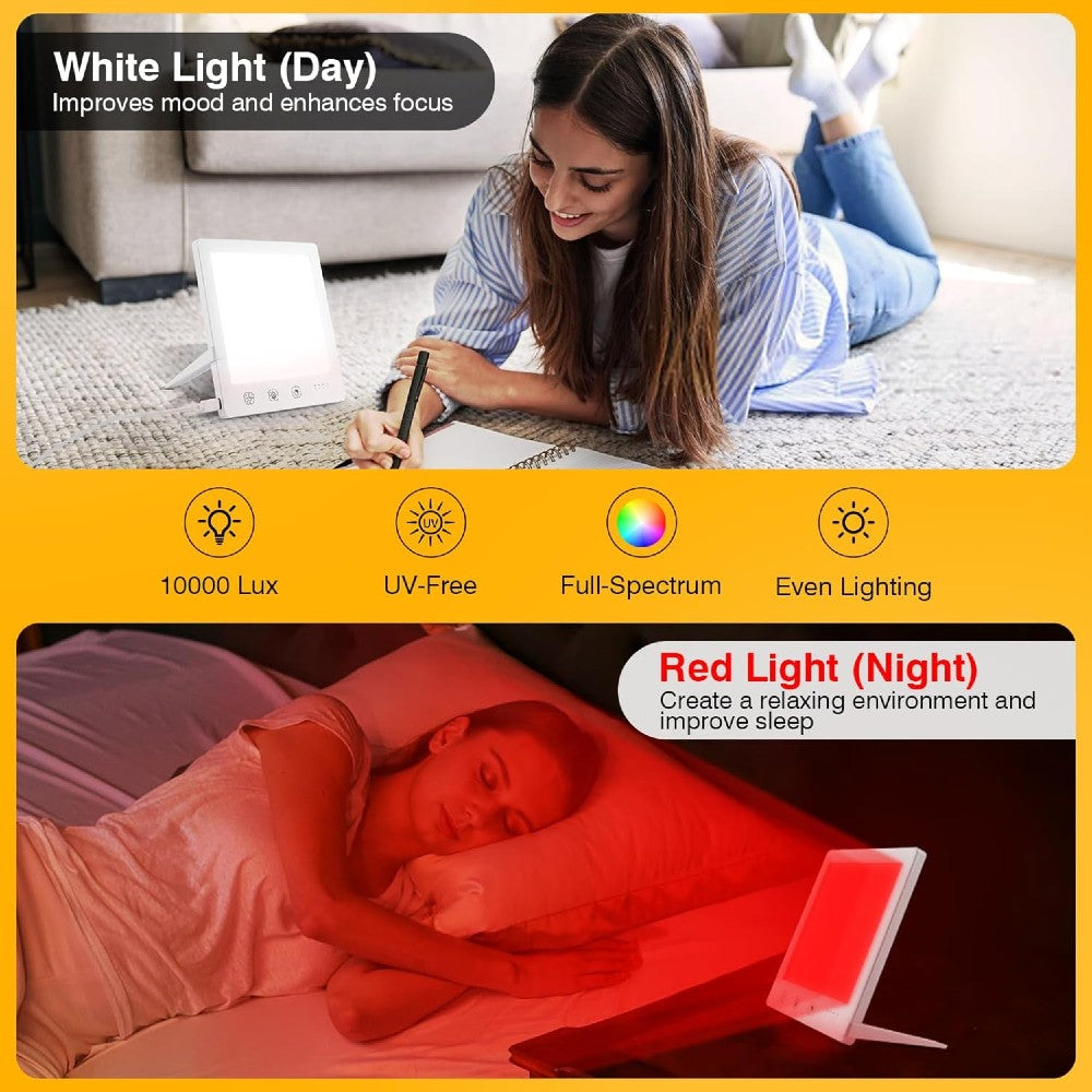 Light Therapy Lamp 10,000 Lux UV-Free Adjustable Brightness & Timer for Mood & Energy