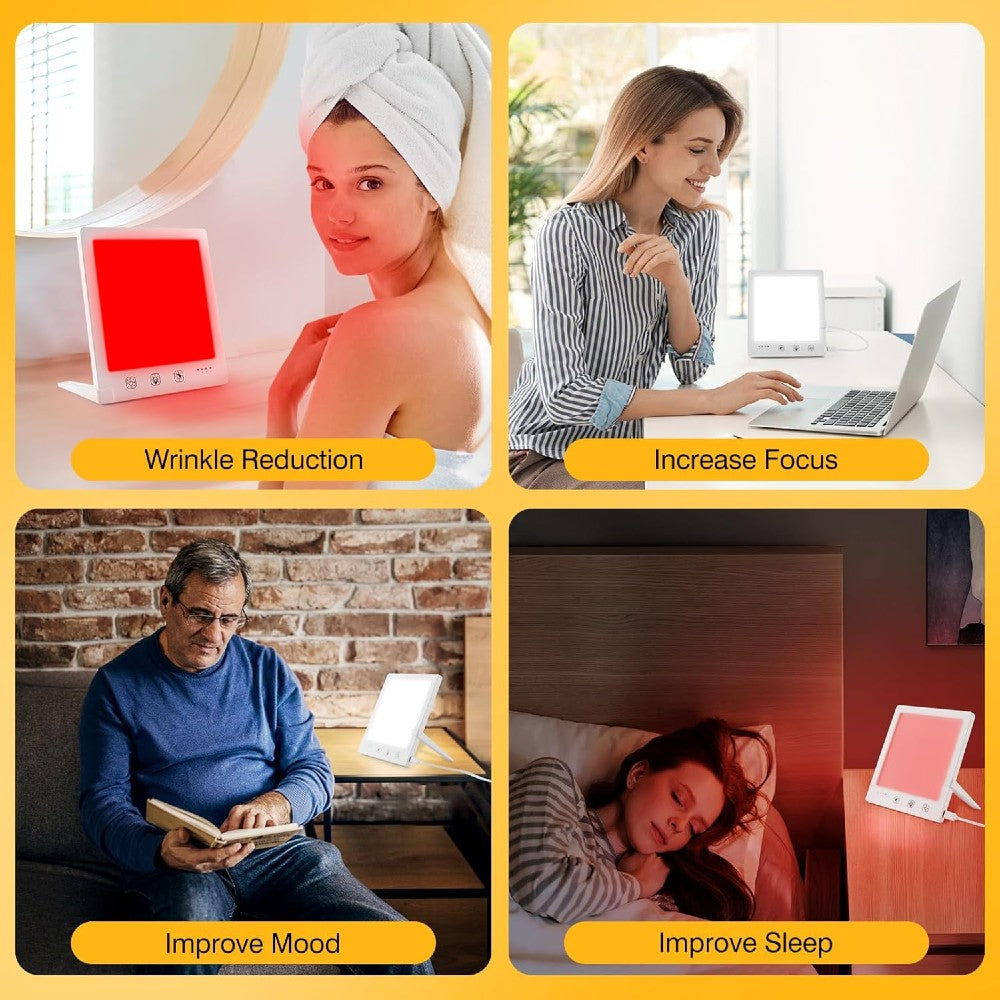 Light Therapy Lamp 10,000 Lux UV-Free Adjustable Brightness & Timer for Mood & Energy