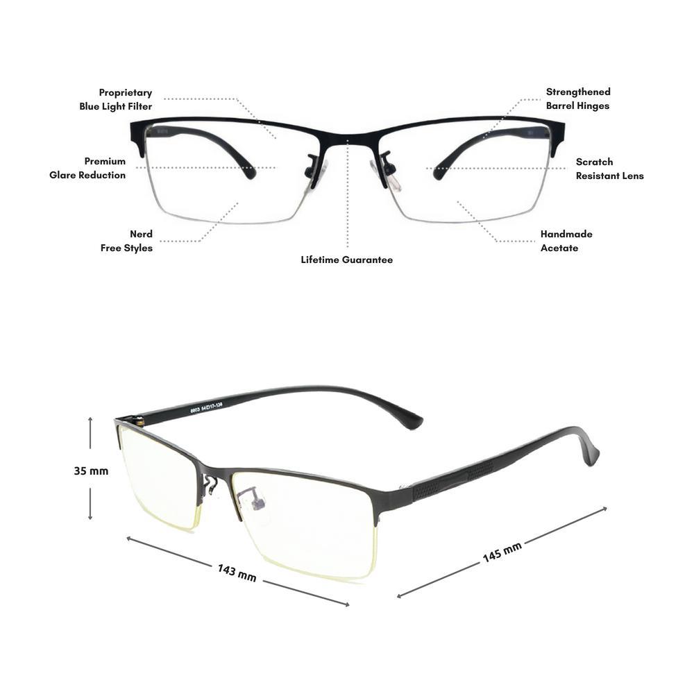 Blue Light Glasses for Computer Anti Glare Half Rim Rectangle Frame - Teddith Blue Light Blocking Glasses for Computer Gaming Anti Glare Reduce Eye Strain Screen Glasses