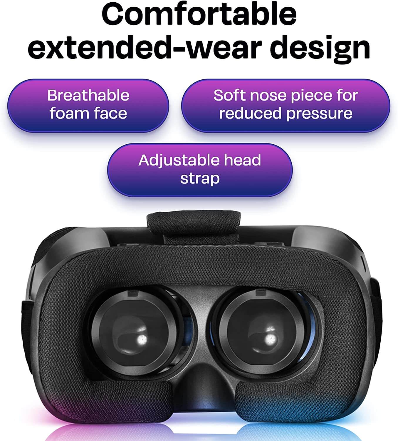 Blue Light Blocking VR Headset Compatible with iPhone Android Metaverse Virtual Reality Goggles Mobile Games 3D Movies