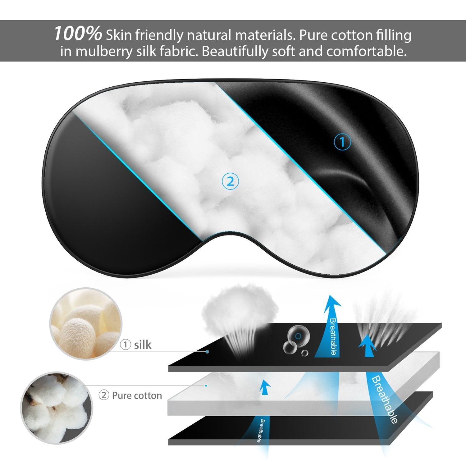 100% Natural Silk Sleep Mask Blindfold Ultra Soft Eye Mask - Teddith Blue Light Blocking Glasses for Computer Gaming Anti Glare Reduce Eye Strain Screen Glasses