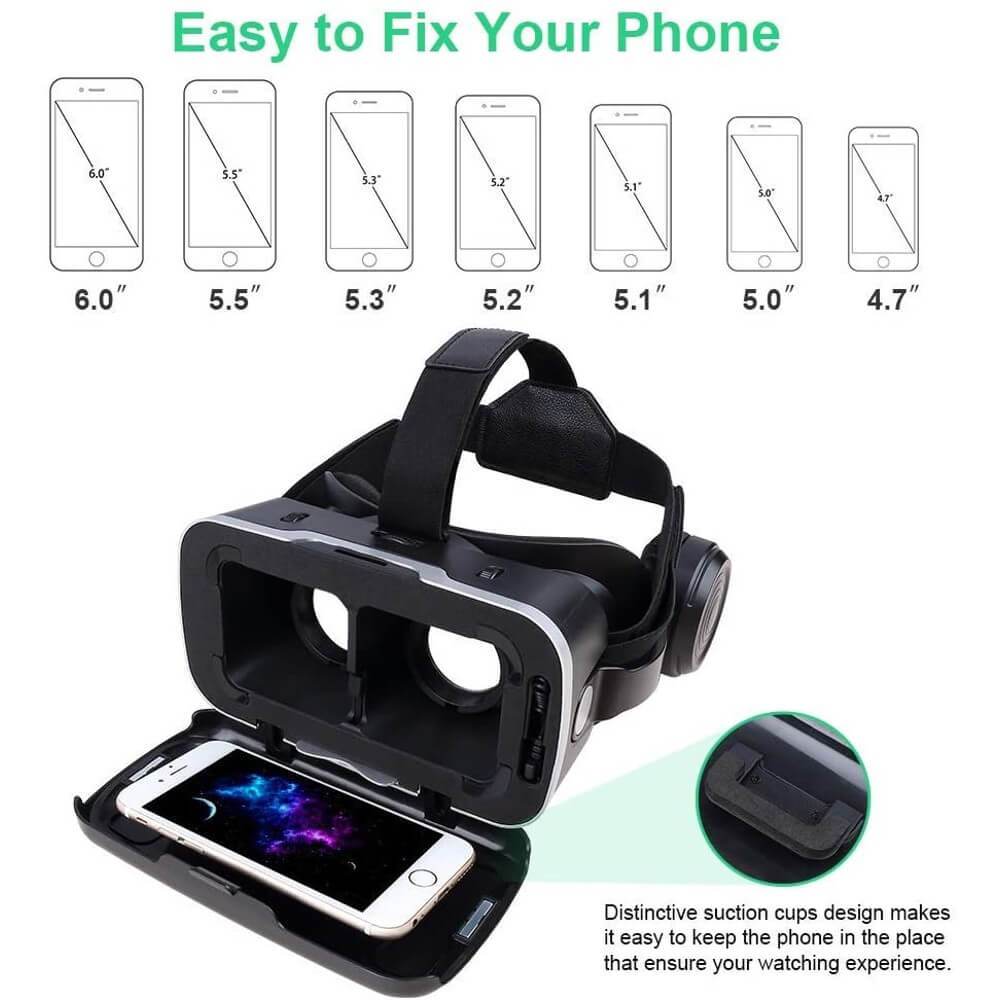 VR Headset with Remote Control 3D Glasses Metaverse Virtual Reality Headset for Metaverse VR Games 3D Movies iPhone and Android