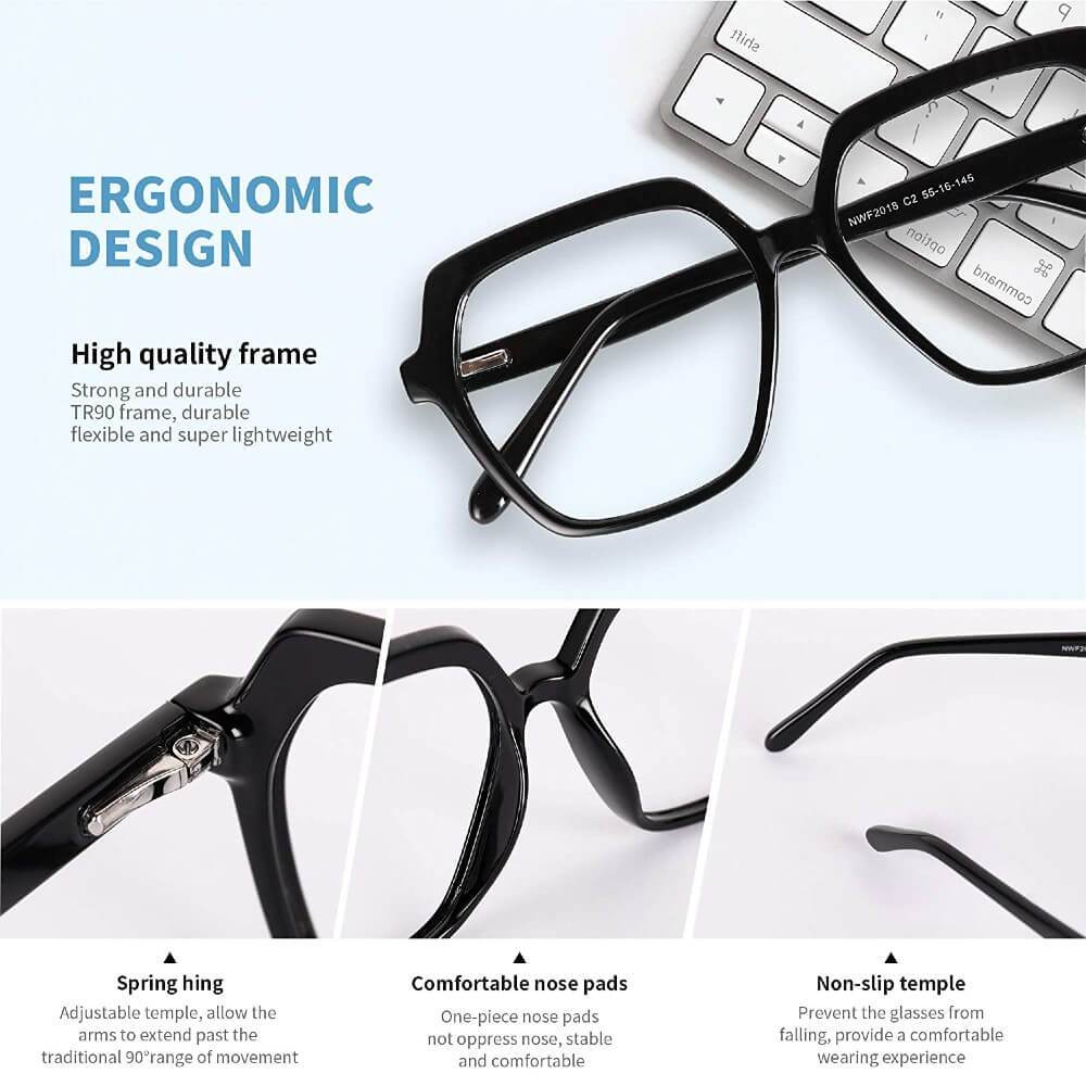 Blue Light Blocking Glasses for Computer Gaming Square Frame - Roxie