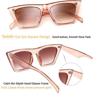 Vintage Cateye Polarized Women Sunglasses Trendy Oversized Frame