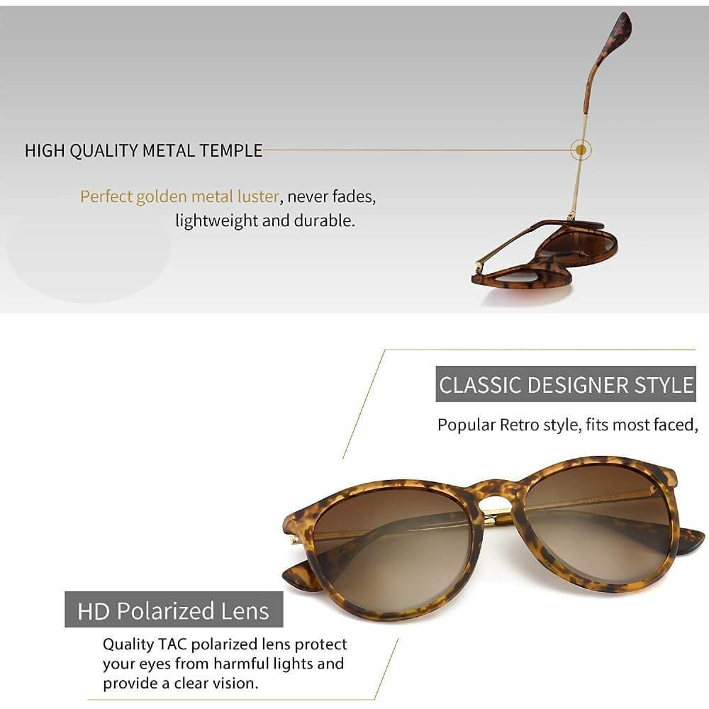 Polarized Sunglasses for Women Vintage Retro Round Frame - Maggie