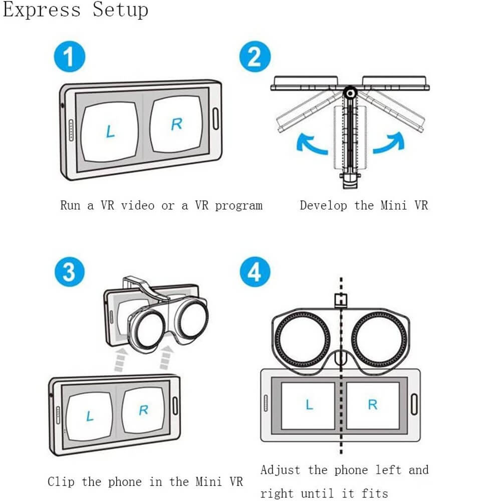 Portable VR Glasses for Smartphone Foldable Mini Virtual Reality Headset Compatible with iPhone and Android