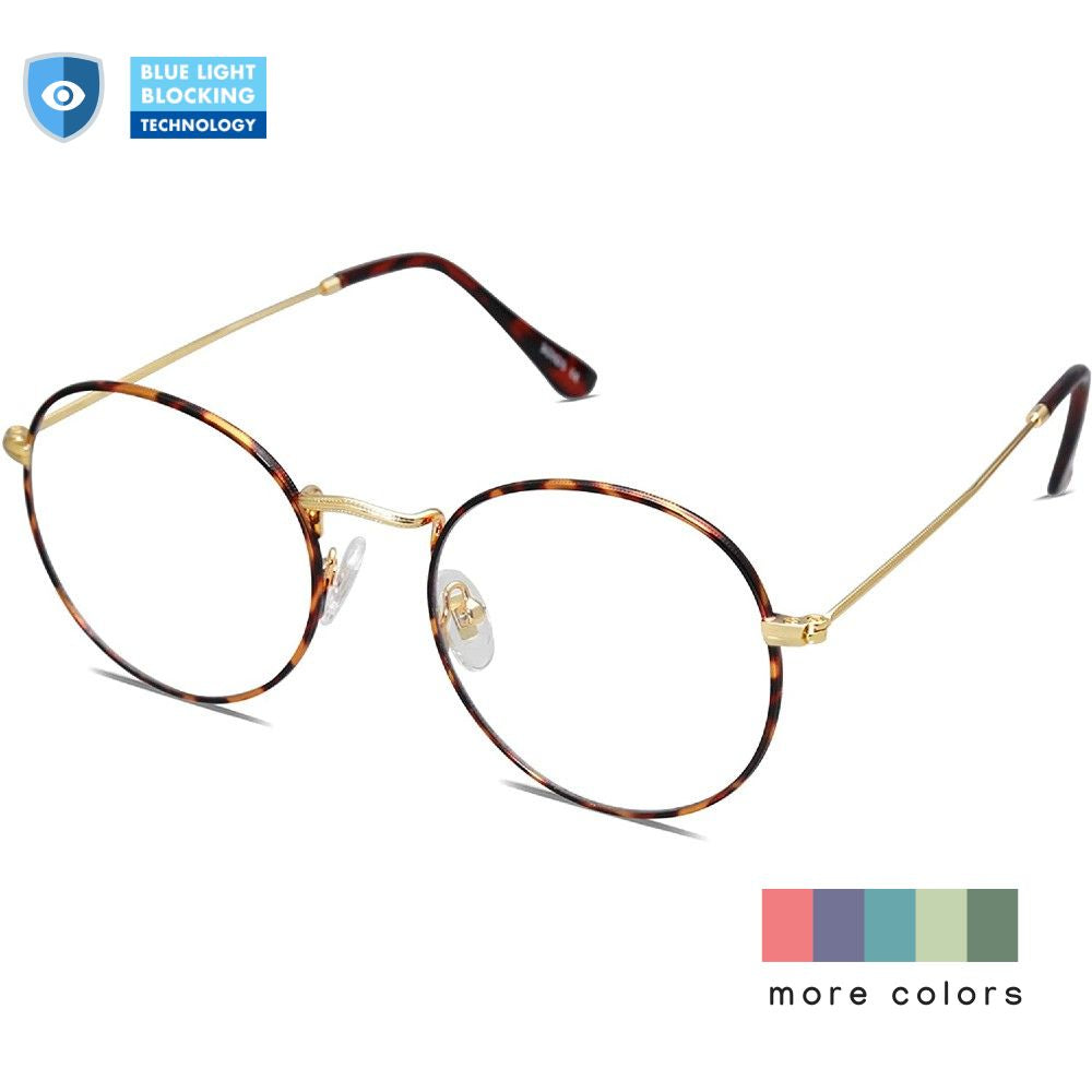 Round Blue Light Glasses Wire Frame Anti Blue Light Computer Eyewear Clear Lens - Gigi