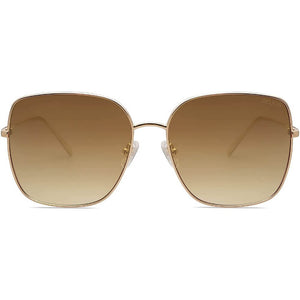 Trendy Oversized Square Metal Frame Sunglasses Flat Mirrored Lens UV Protection for Women Men - Nala