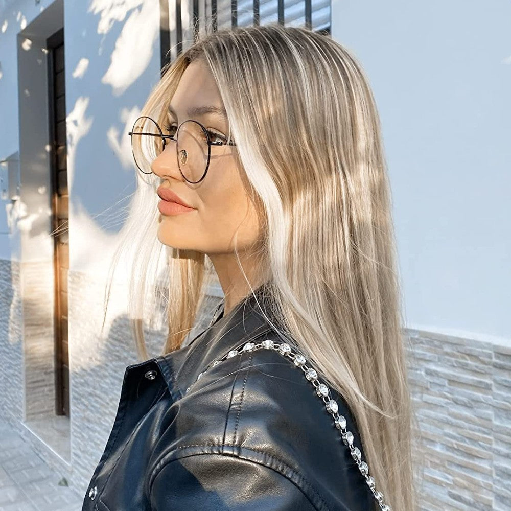 Round Blue Light Glasses Wire Frame Anti Blue Light Computer Eyewear Clear Lens - Gigi