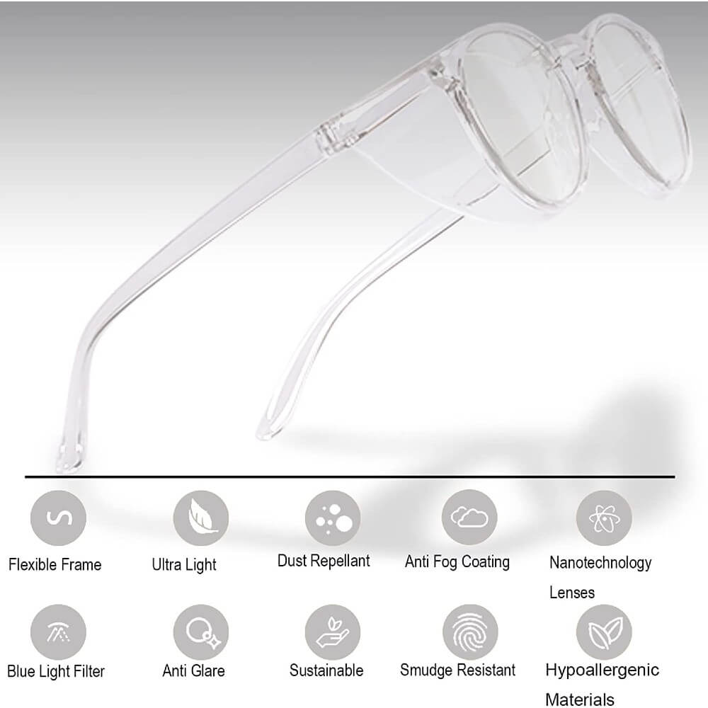 Stylish Safety Goggles Anti-Fog Blue Light Blocking Anti-Dust UV Protection Glasses