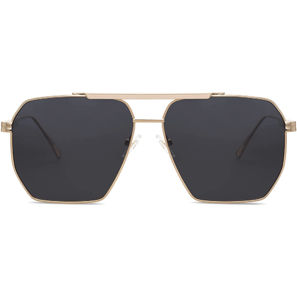 Retro Oversized Square Polarized Sunglasses Vintage Shades UV400 Classic Large Metal Sun Glasses for Women Men