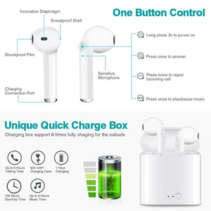Bluetooth Headphones Earbuds with Wireless Charging Case